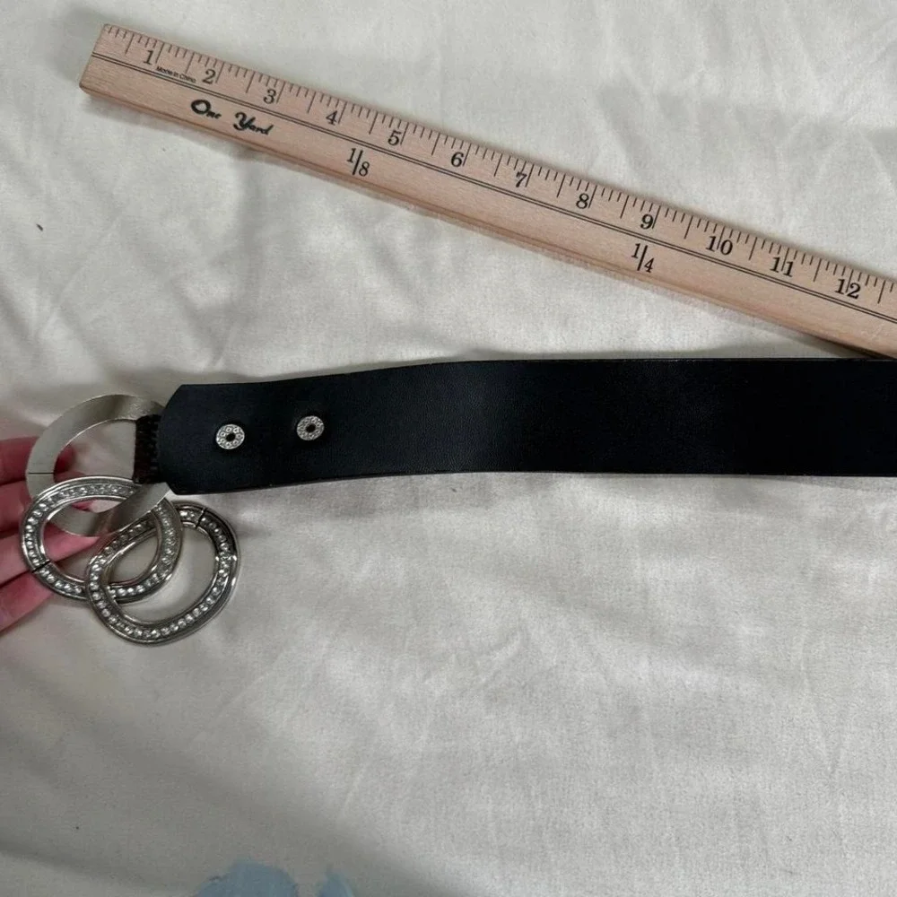 Y2K brown textured‎ belt double ring buckle statement waist belt size large